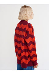 Red buttoned striped cardigan
