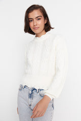 white peplum sweater top