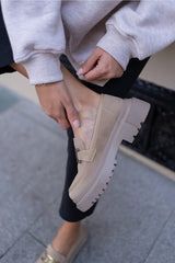 beige chunky loafers