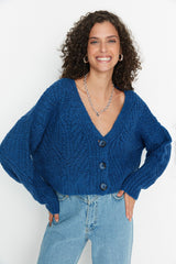 blue cardigan