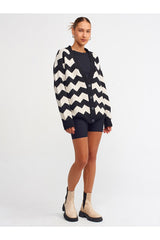 Black buttoned striped cardigan