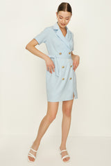 buttoned baby blue dress