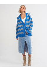 Blue buttoned striped cardigan