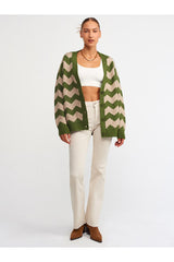 Green buttoned striped cardigan