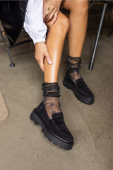 black chunky loafers