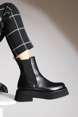 black platform boots