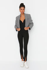 black leggings with split