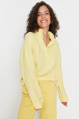 yellow button sweater top
