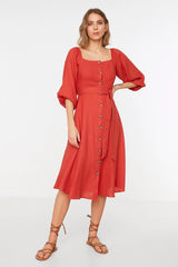 Belted Buttoned Dress