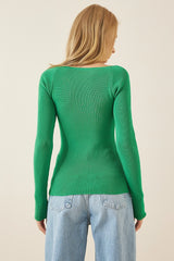 square neck green top
