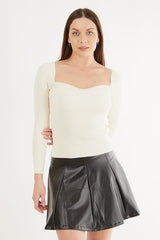 square neck ecru top