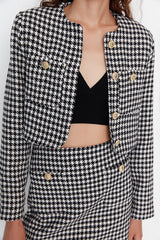 black and white tweed jacket