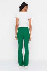 green flare pants