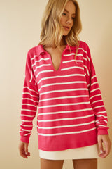 pink and white Stripe top
