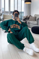 Green joggers and sweatshirt set