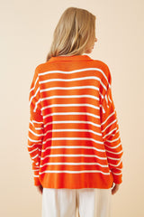 orange and white Stripe top