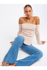 off shoulder ecru top