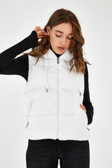 white Hooded Vest