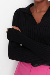 black Polo Neck Knitwear Sweater