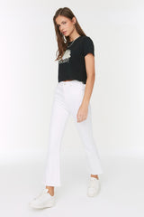 white crop flare jeans