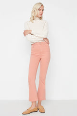 coral crop flare jeans