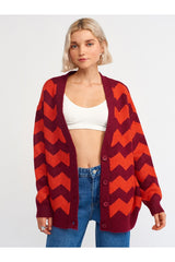 Red buttoned striped cardigan