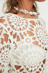 White Lace Knitted Blouse