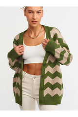 Green buttoned striped cardigan