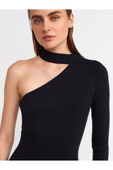 one sleeve black dress