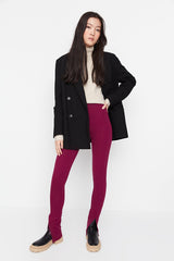 Split burgundy leggings