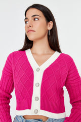 Fuchsia buttoned cardigan