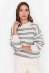 ecru and grey sweater top