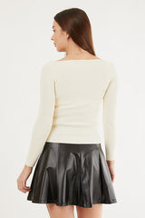 square neck ecru top