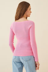 square neck pink top