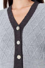 grey buttoned cardigan