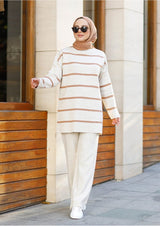 ecru striped co-ord set