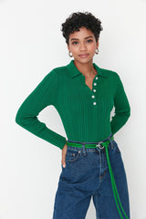 green polo knitted top