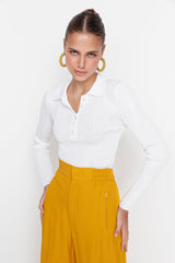 White polo knitted top