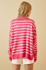 pink and white Stripe top