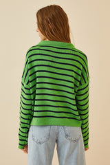 green and black Stripe top