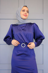Belted satin Dress