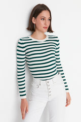 green and white Stripe top