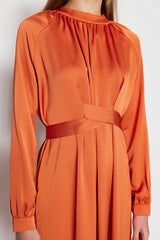 Orange satin dress
