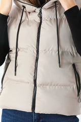 beige Hooded Vest