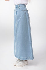 blue denim maxi skirt