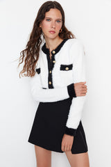 white gold buttoned cardigan