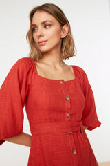 Belted Buttoned Dress