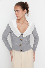 white collar cardigan