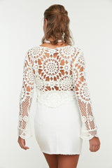 White Lace Knitted Blouse
