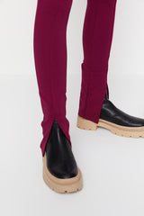 Split burgundy leggings
